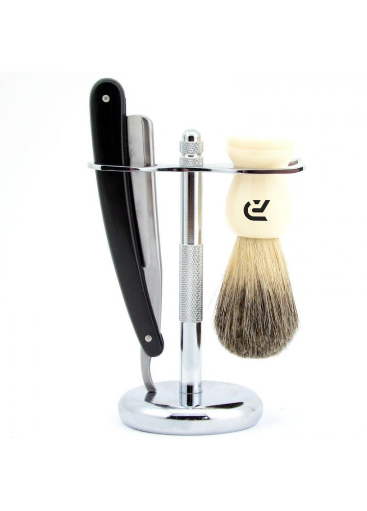 Straight Shaving Razor Kit Cut Throat Razor Set  with Badger Shaving Brush